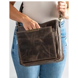 GTM Unisex Adult Conceal Brown Slim Crossbody Cowhide Leather Large US